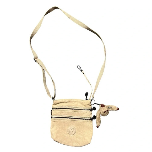 Kipling Alvar Crossbody Nylon Purse Beige Shoulderbag Bag Small With Gorilla - Picture 1 of 8